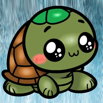 cute little animated turtle