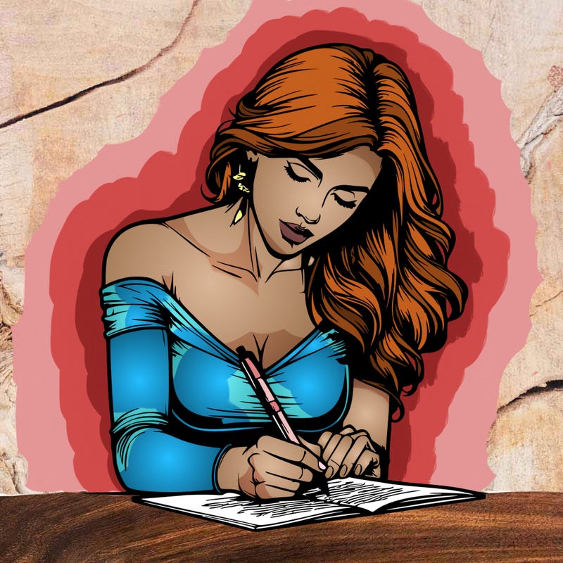 realistic female writing poetry