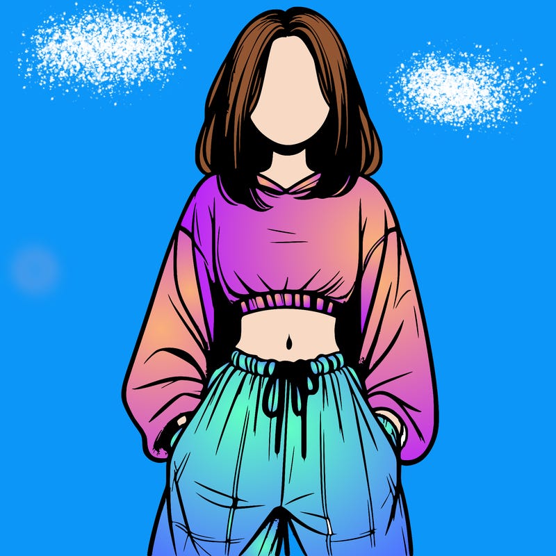 realistic girl faceless with baggy pants and a crop top