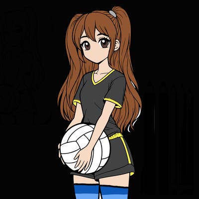 realistic girl holding a volleyball