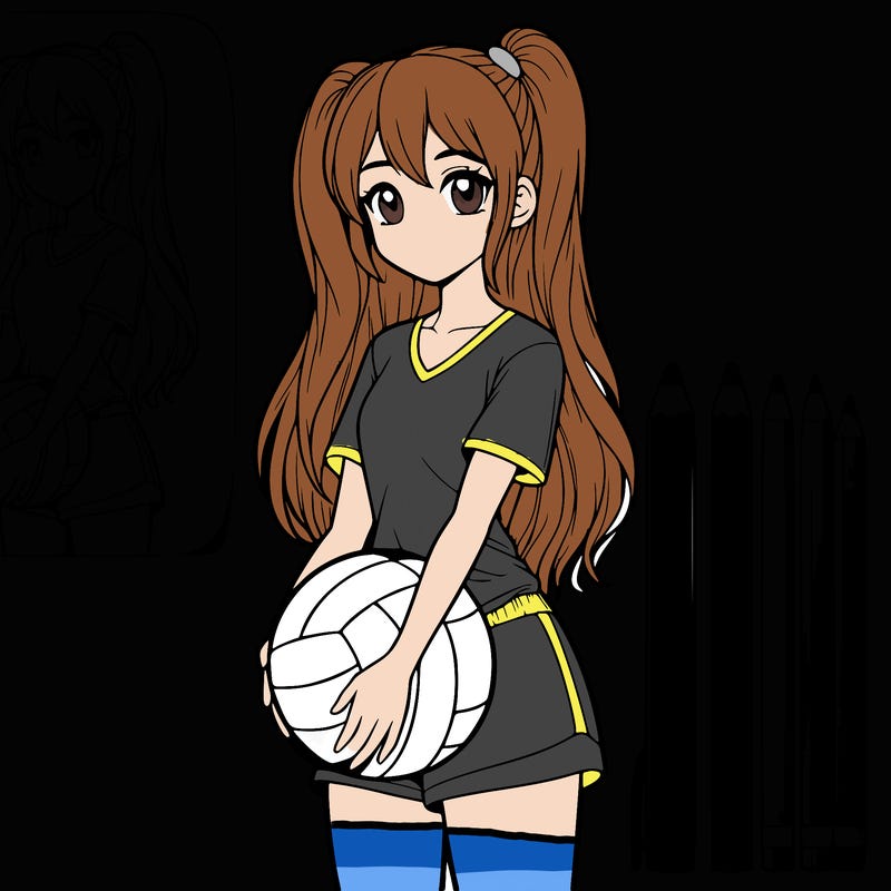 realistic girl holding a volleyball