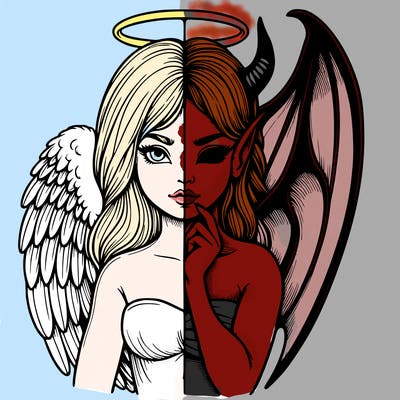 realistic angel half demon