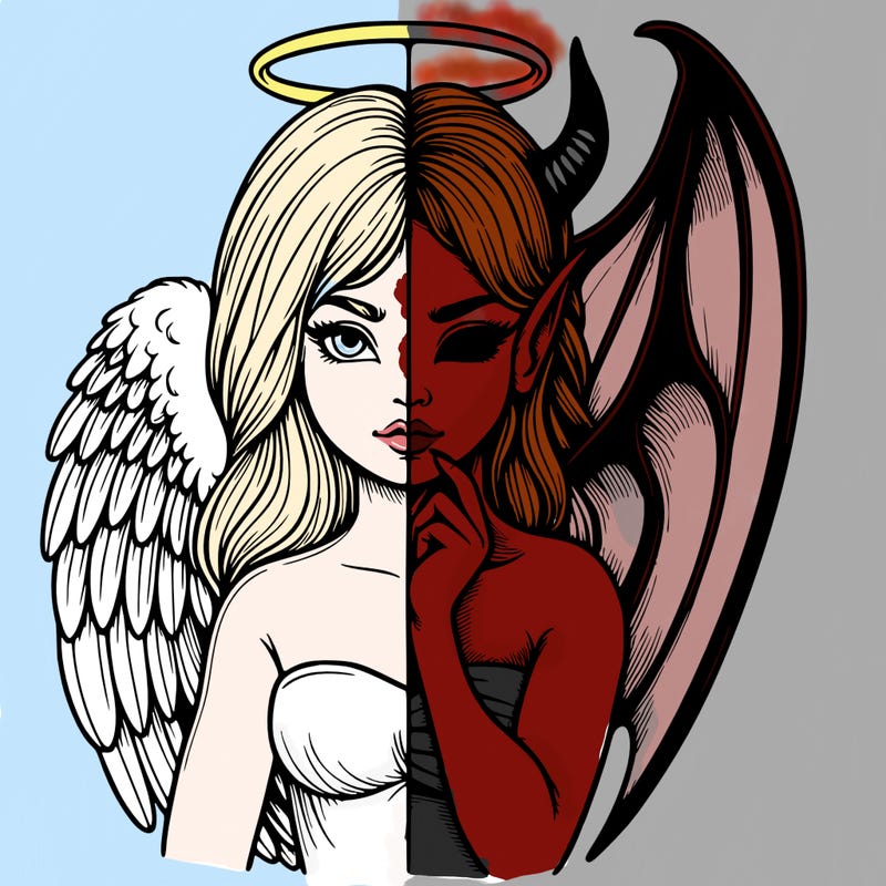 realistic angel half demon