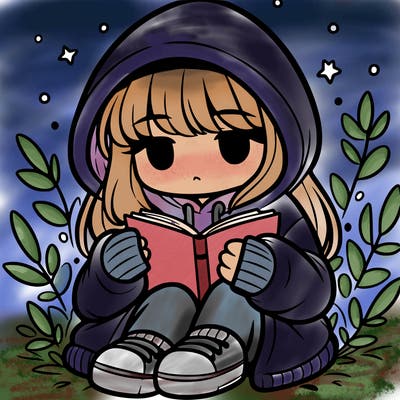 girl in oversized hoodie reading a book
