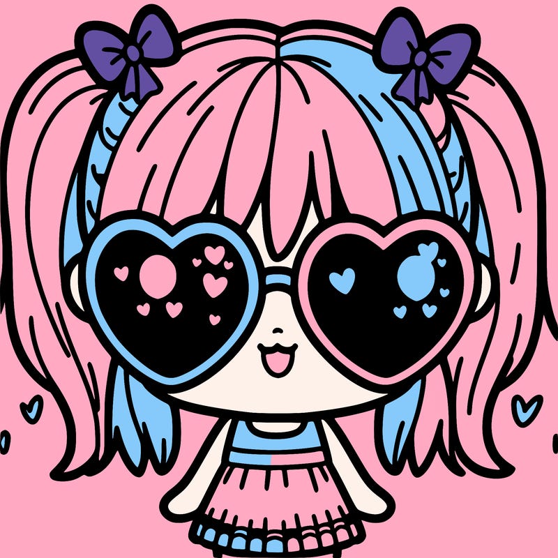 cute girl with heart sunglasses