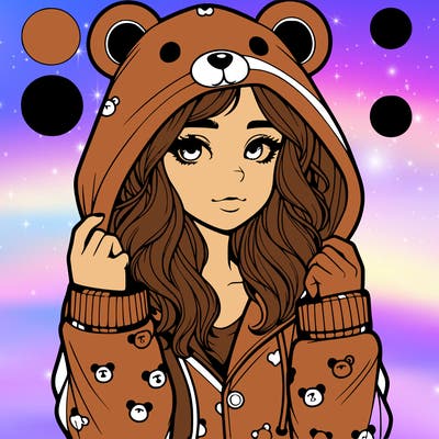 realistic girl in a animal pjs hoodie