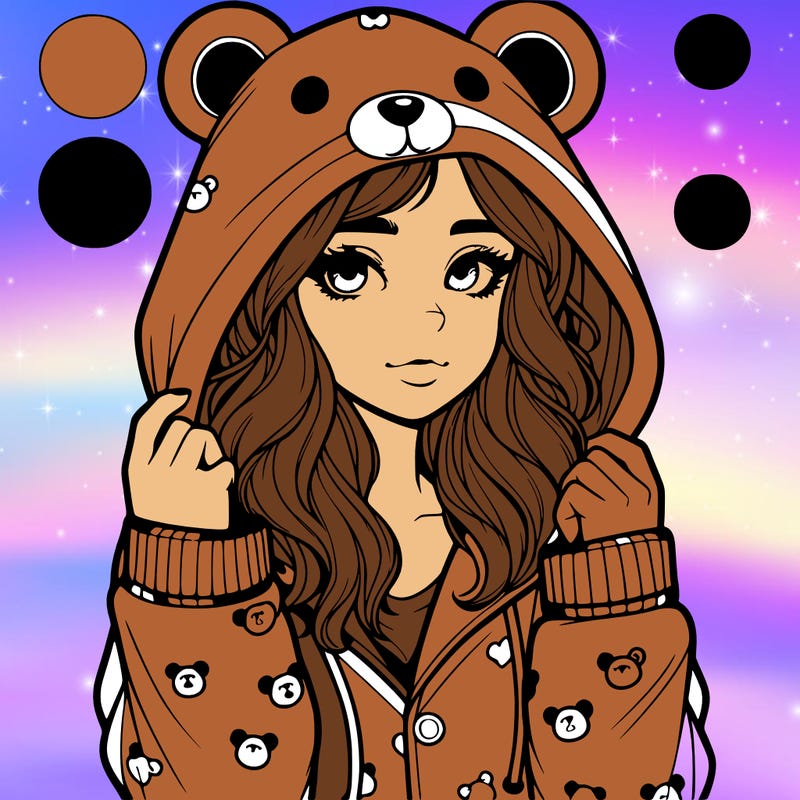 realistic girl in a animal pjs hoodie