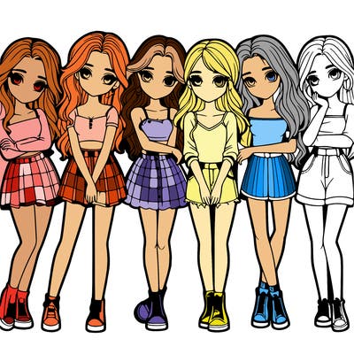 a group of girls realistic