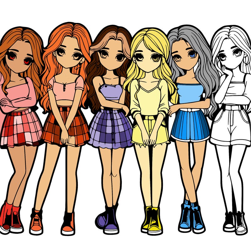 a group of girls realistic