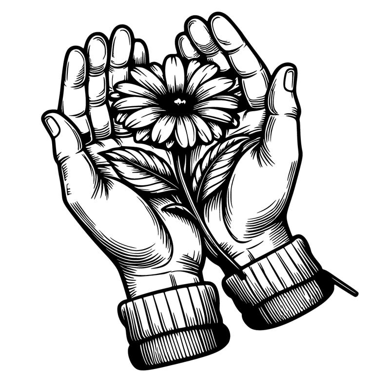 realistic hands with a flower in them