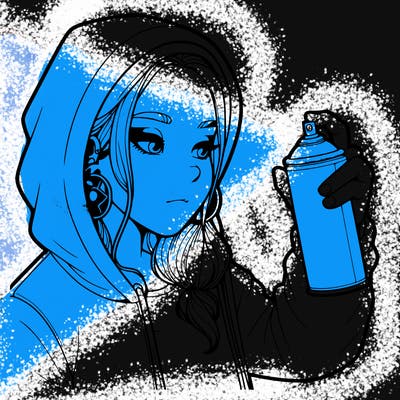 a realistic girl, spray painting