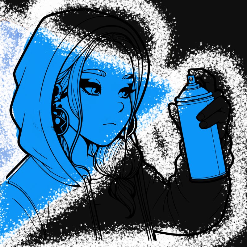 a realistic girl, spray painting