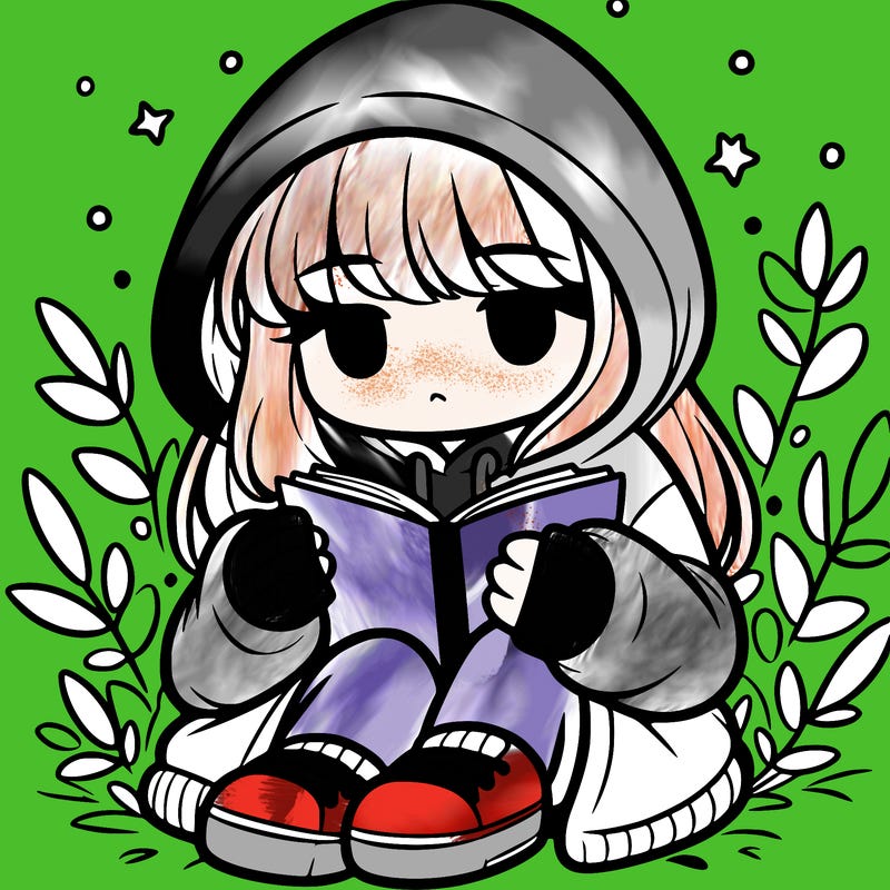 girl in oversized hoodie reading a book
