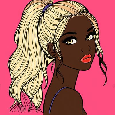 realistic pretty girl with high pony tail