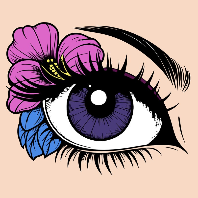 realistic eye with flower