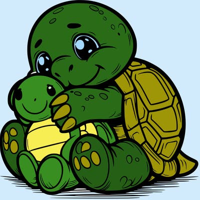 tortoise cuddling a soft toy
