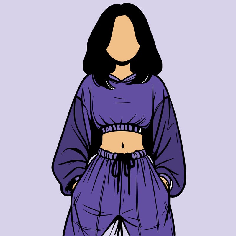 realistic girl faceless with baggy pants and a crop top