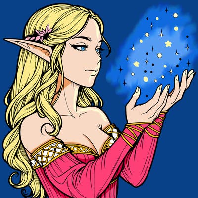 realistic elf girl doing magic