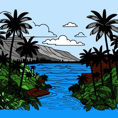 view of the ocean in hawaii lots of palm trees and beautiful view