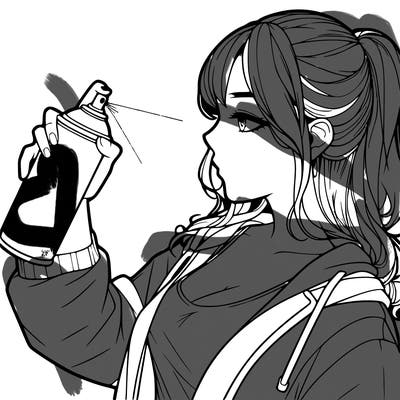 a realistic girl spray, painting