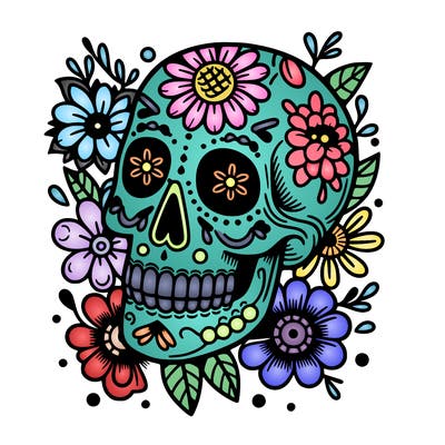 skull with flowers