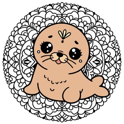 a cute baby seal mandala