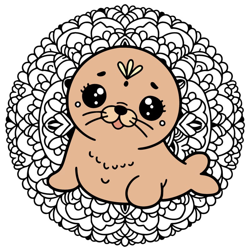 a cute baby seal mandala