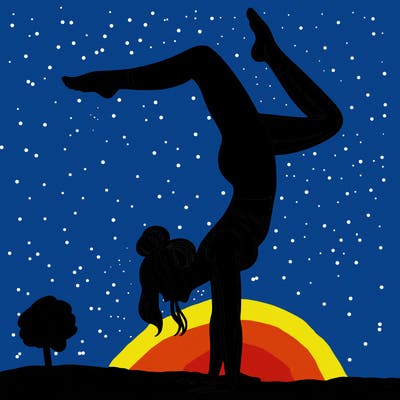 a woman doing a handstand