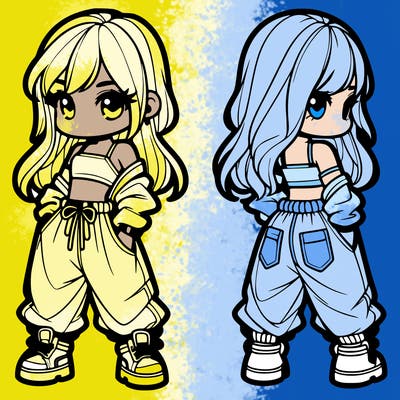 girl in crop top and baggy pants