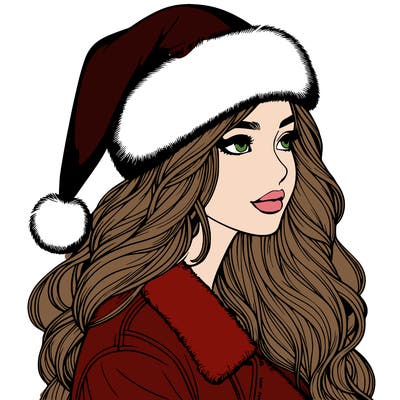 realistic girl in santa hat