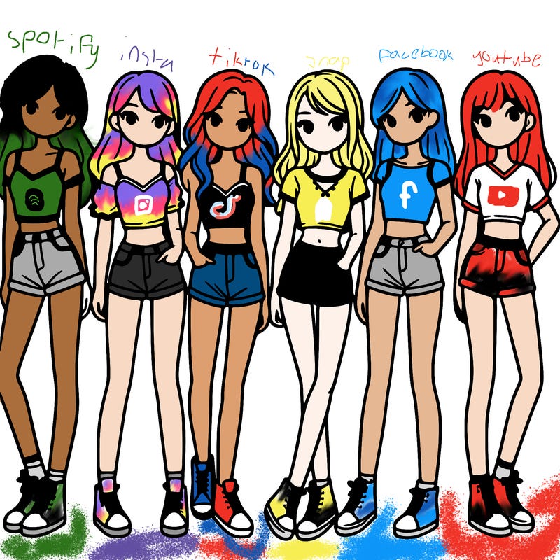 a group of girls wearing crop tops and shorts