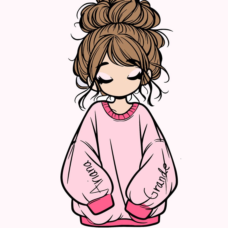 girl with baggy sweatshirt and messy bun