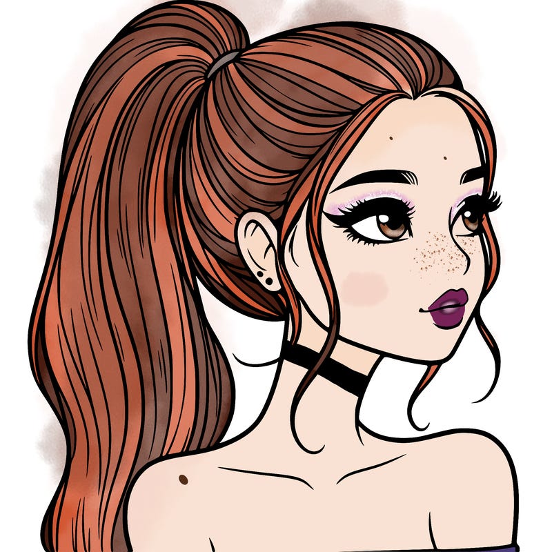 a beautiful and realistic girl with a high pony tail