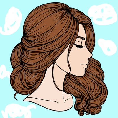 realistic woman's head & hair