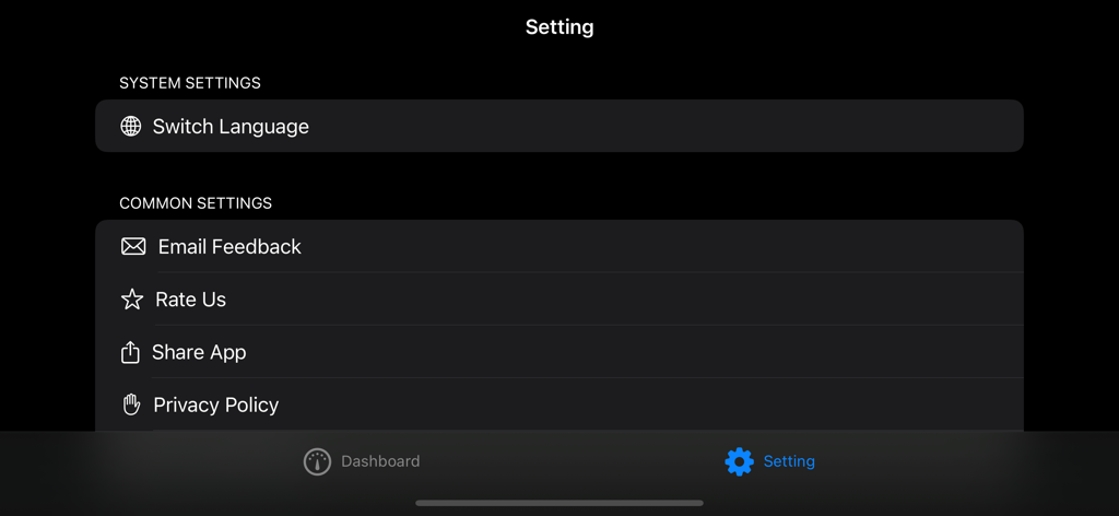 Gboard - Gravity dashboard - Pantalla de configuración de la aplicación Gboard Gravity dashboard que muestra opciones del sistema y comunes en modo horizontal