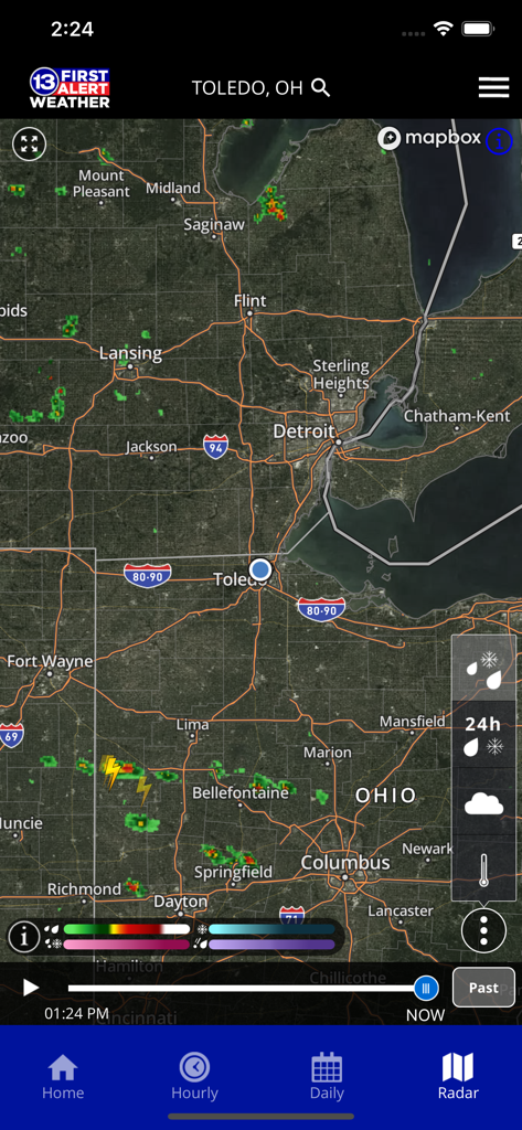 13abc First Alert Weather - Interactive high resolution weather radar showing storm activity in Northwest Ohio and Southeast Michigan on the 13abc First Alert Weather mobile app.