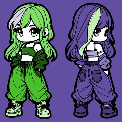 girl in crop top and baggy pants