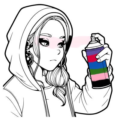 a realistic girl, spray painting