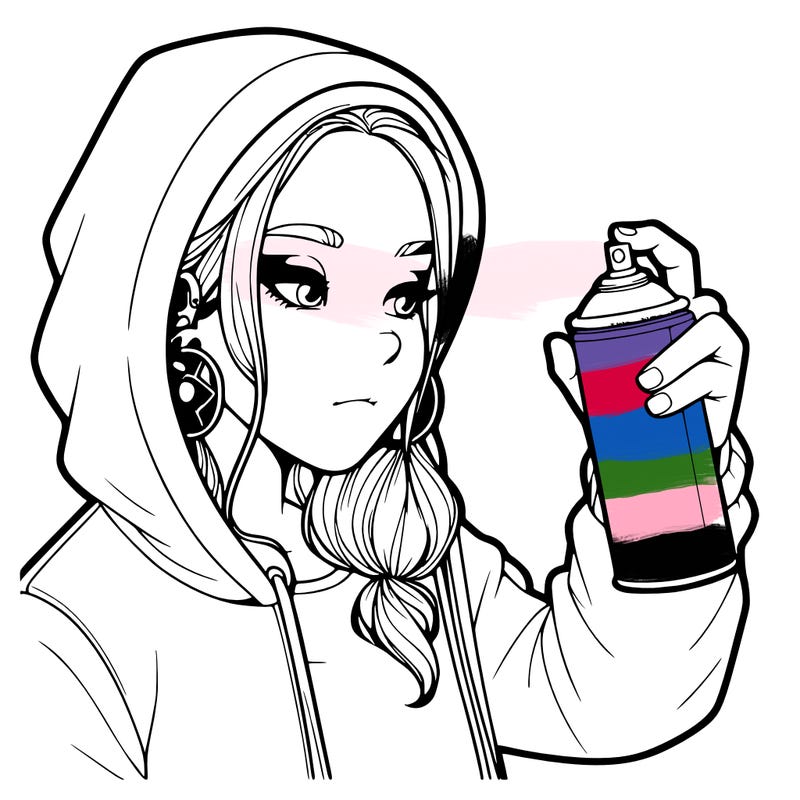 a realistic girl, spray painting