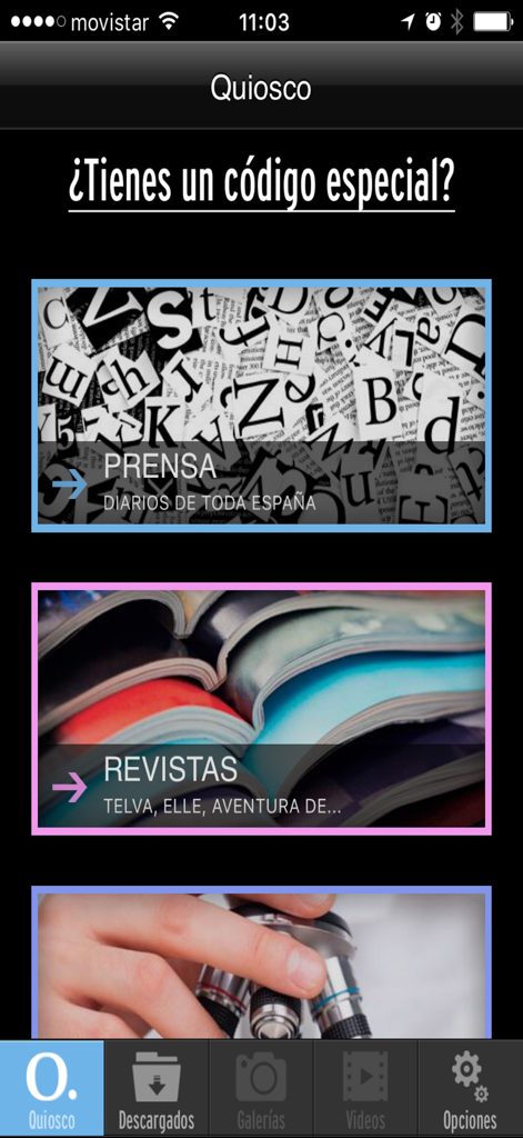 스페인 신문 및 잡지를 위한 Orbyt 앱 키오스크 인터페이스