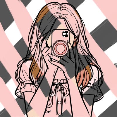 a realistic girl holding her phone taking pictures