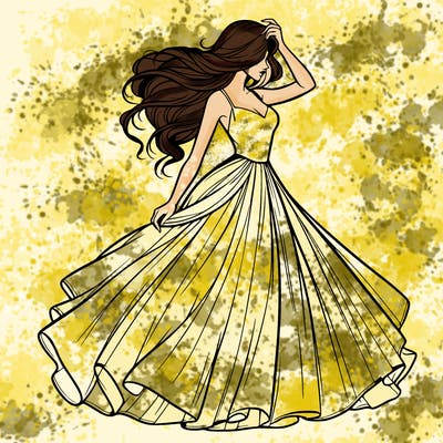 realistic woman with dress flowing in the wind