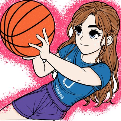 realistic girl playing basketball