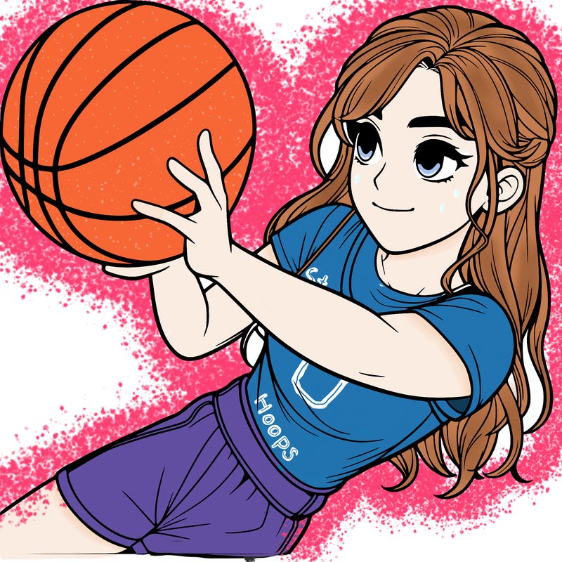realistic girl playing basketball