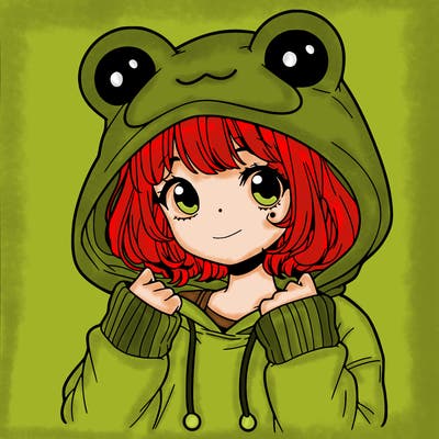 a cute teenage girl wearing a frog hoodie