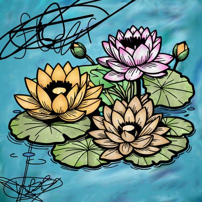 lotus flowers with leaf in a pond in japan