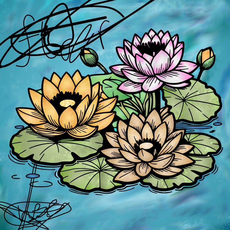 lotus flowers with leaf in a pond in japan