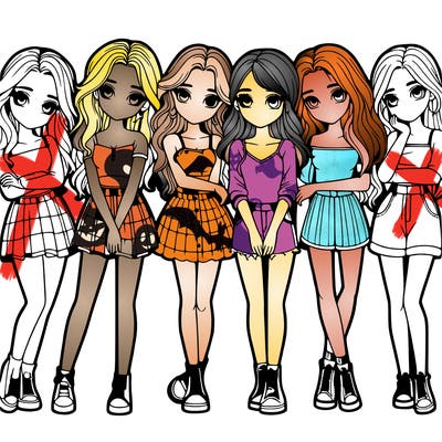 a group of girls realistic