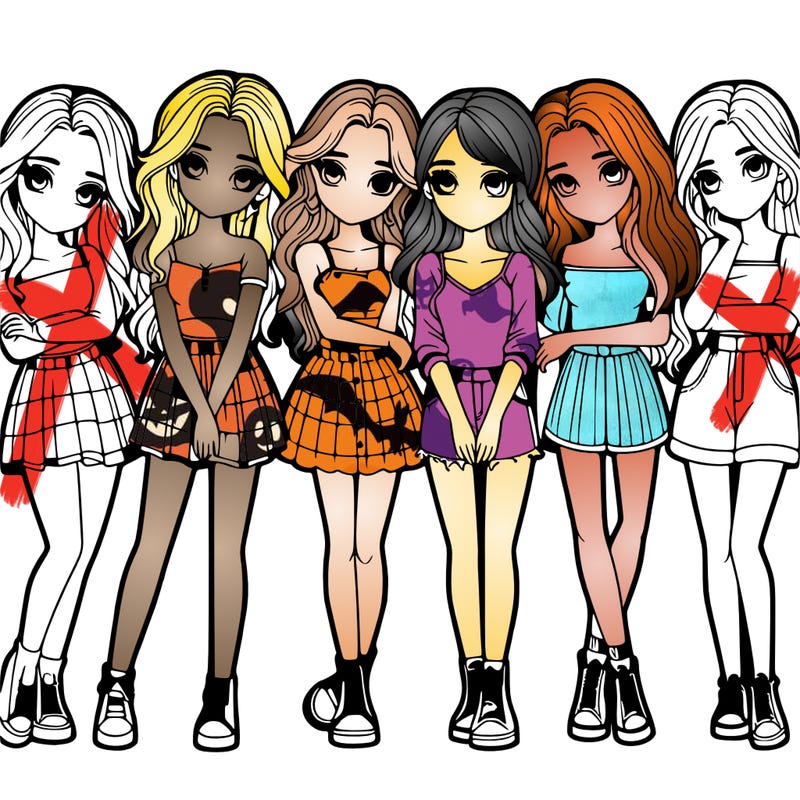 a group of girls realistic