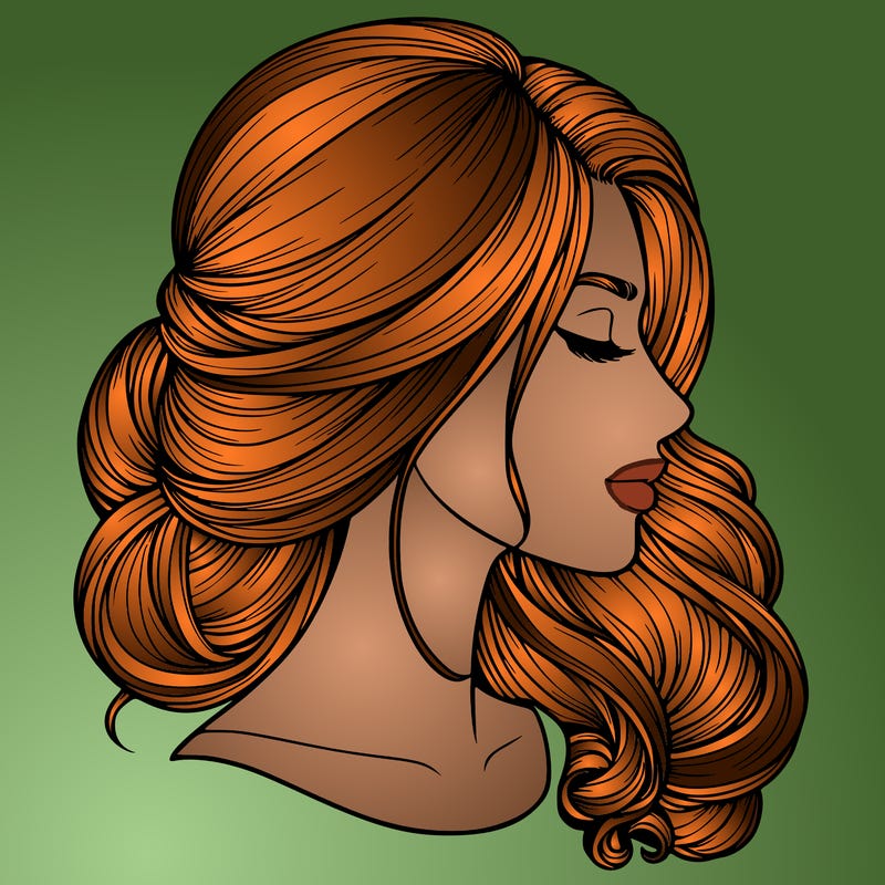 realistic woman's head & hair